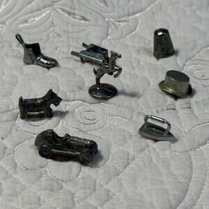 Monopoly Replacement Tokens Set 8 Hat Car Boot Dog Thimble Horse Barrel Iron